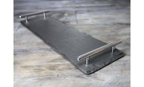Medium Welsh Slate Tray - With Chrome Handles